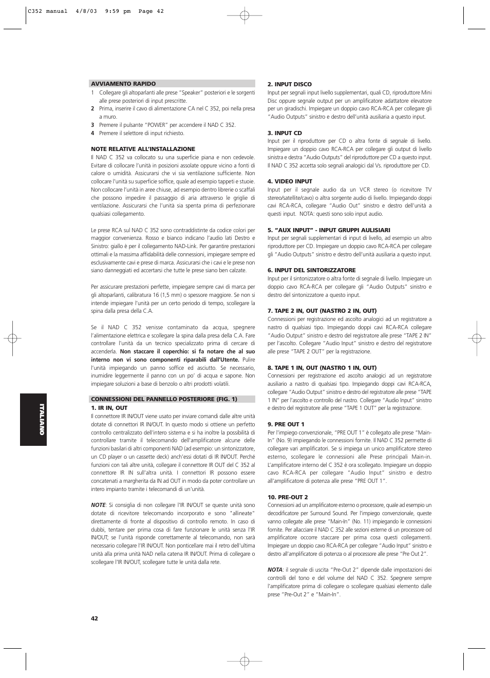 NAD C 352 User Manual | Page 42 / 62