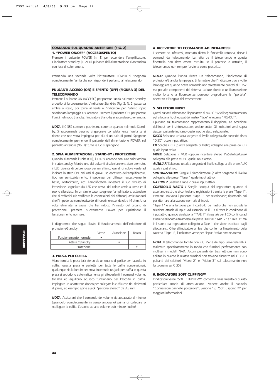 NAD C 352 User Manual | Page 44 / 62