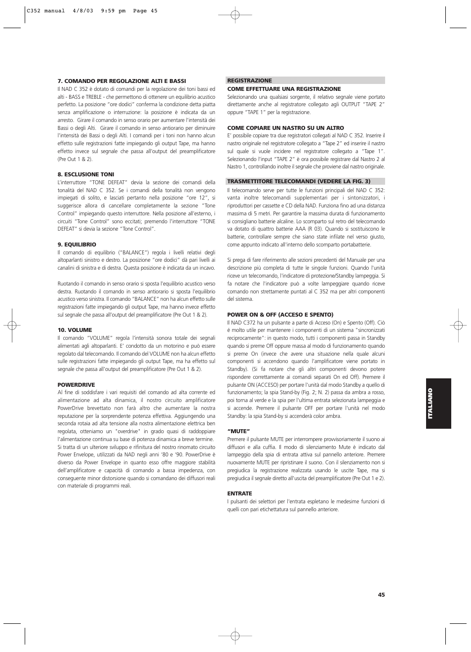 NAD C 352 User Manual | Page 45 / 62
