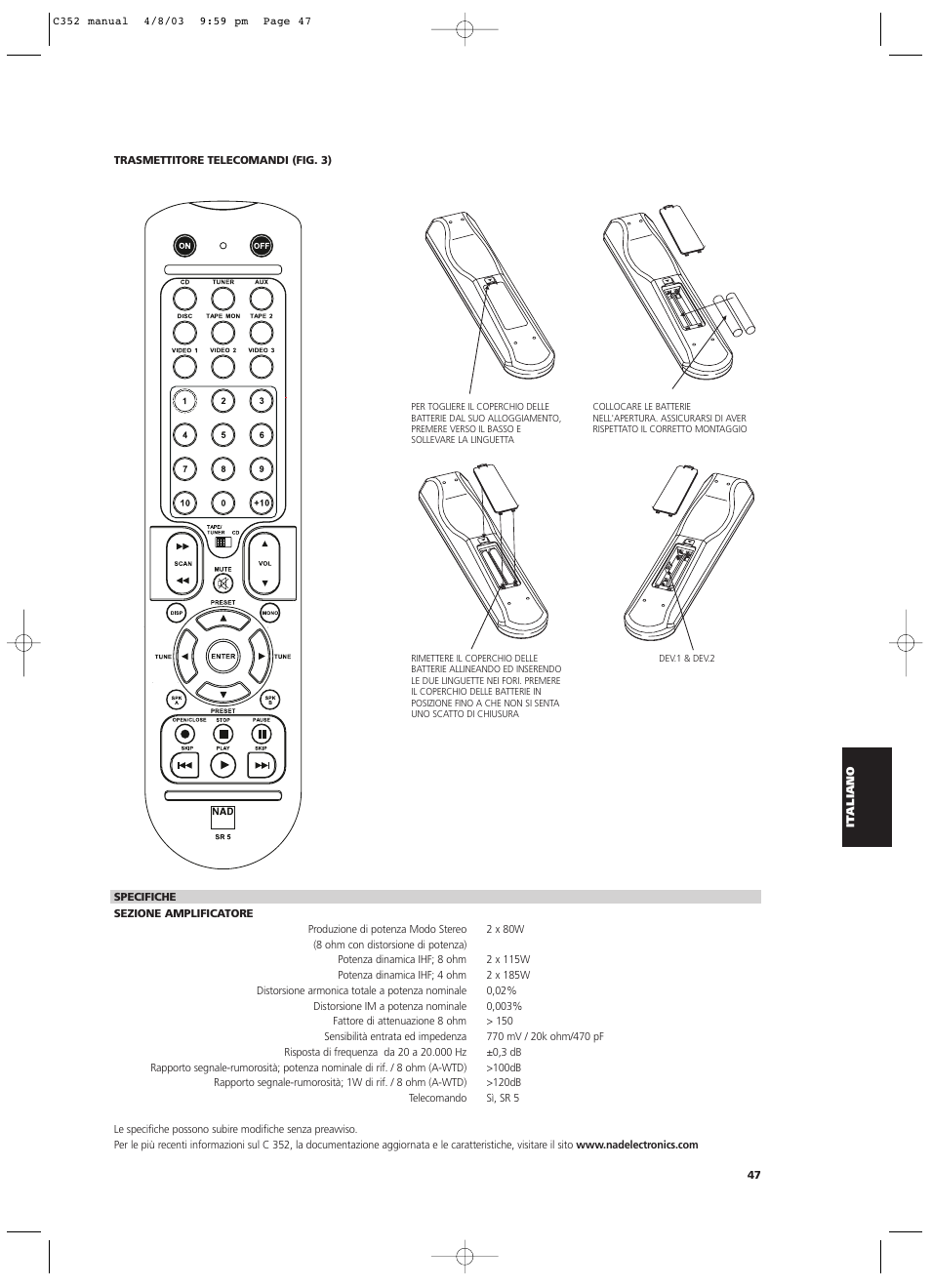 NAD C 352 User Manual | Page 47 / 62