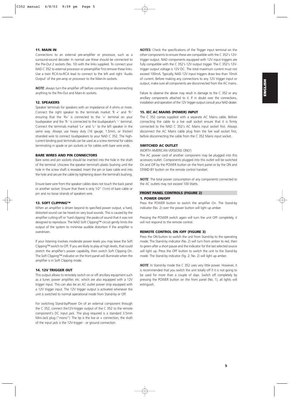 NAD C 352 User Manual | Page 5 / 62