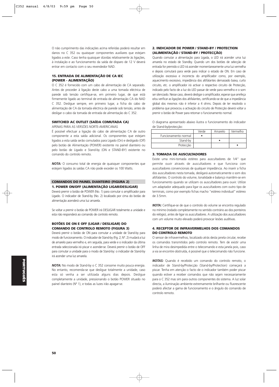 NAD C 352 User Manual | Page 50 / 62