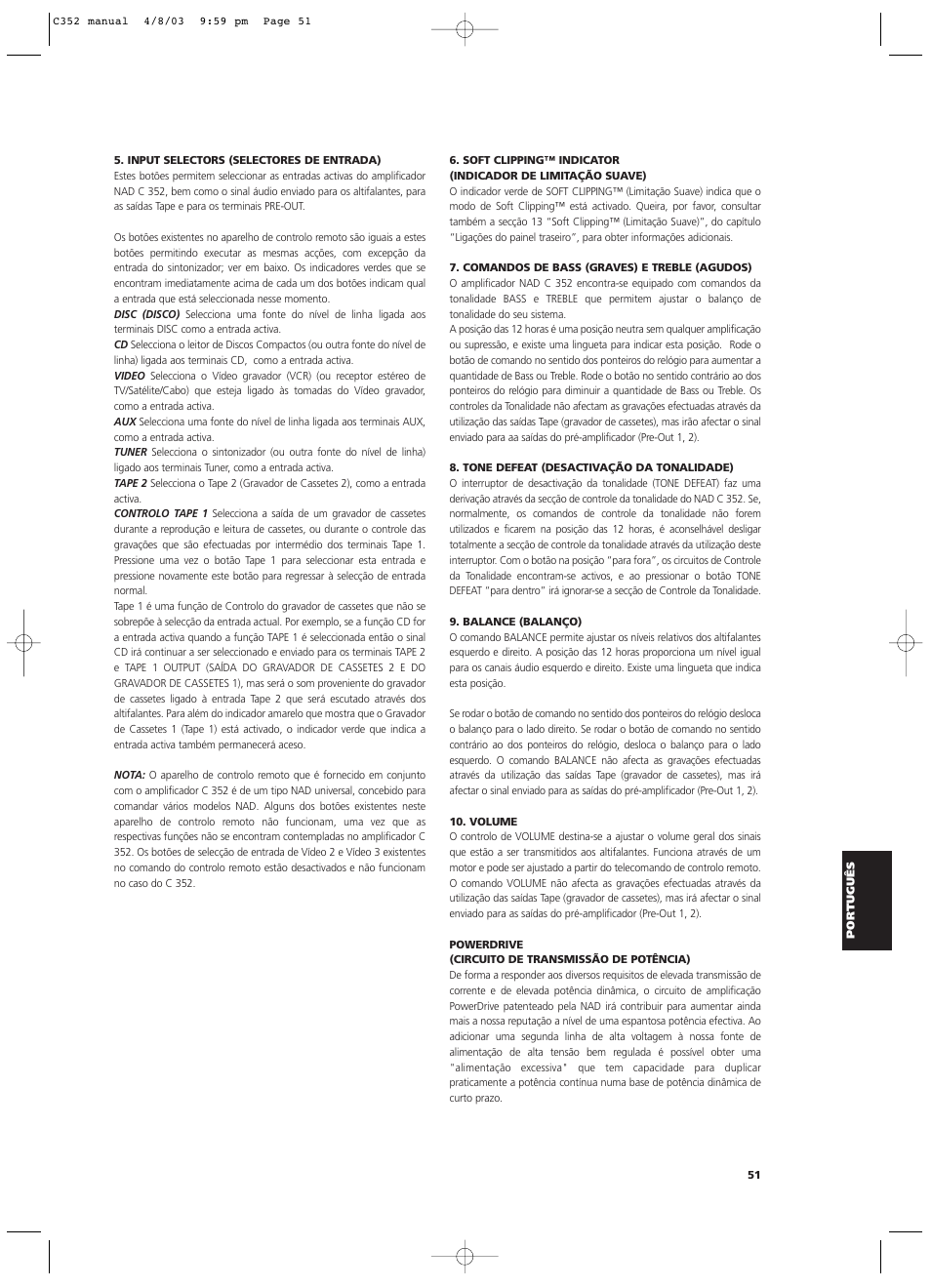 NAD C 352 User Manual | Page 51 / 62