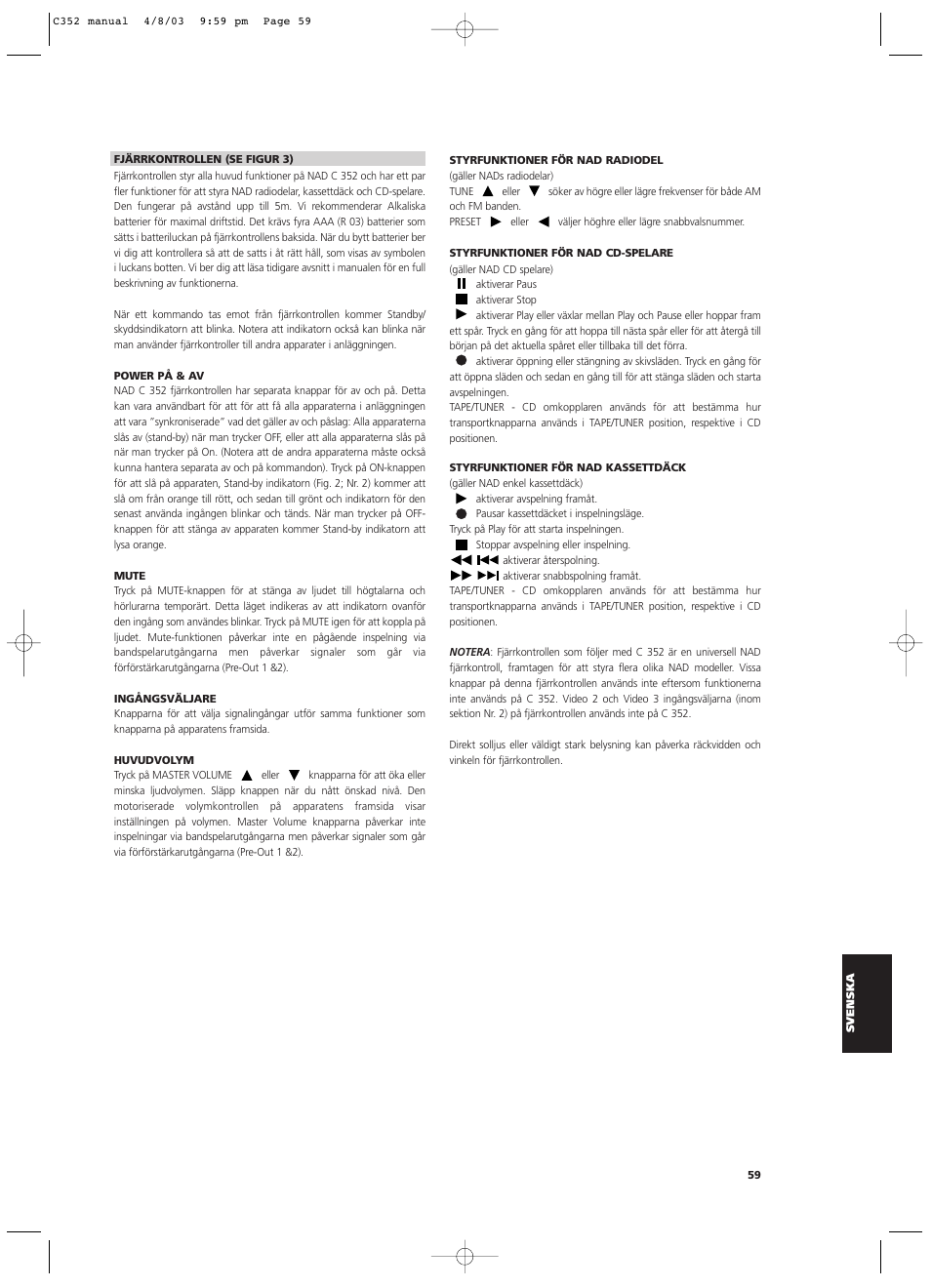 NAD C 352 User Manual | Page 59 / 62