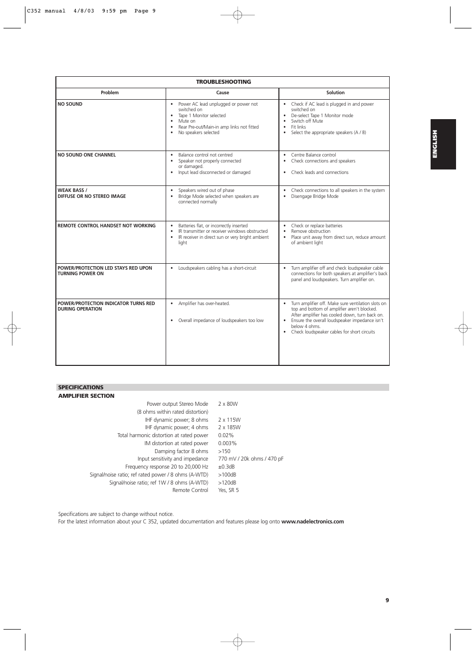 NAD C 352 User Manual | Page 9 / 62