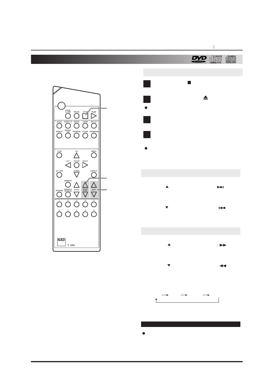 Basic playback | NAD T550DVD User Manual | Page 21 / 40