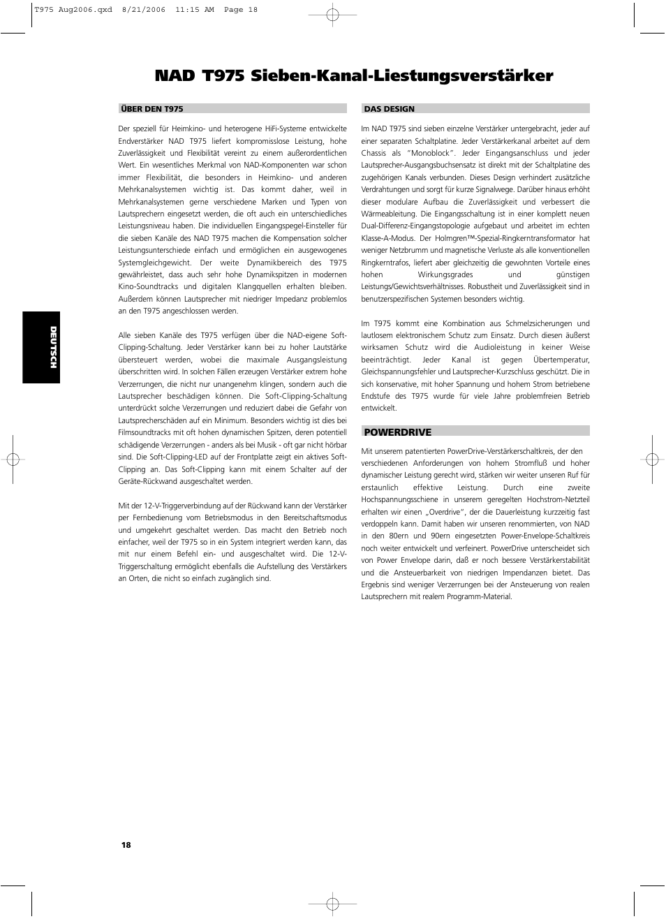 Nad t975 sieben-kanal-liestungsverstärker | NAD T975 User Manual | Page 18 / 54