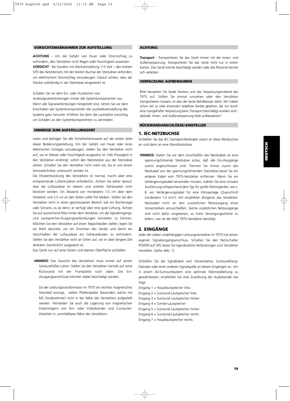NAD T975 User Manual | Page 19 / 54