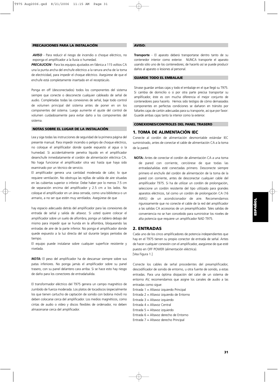 NAD T975 User Manual | Page 31 / 54