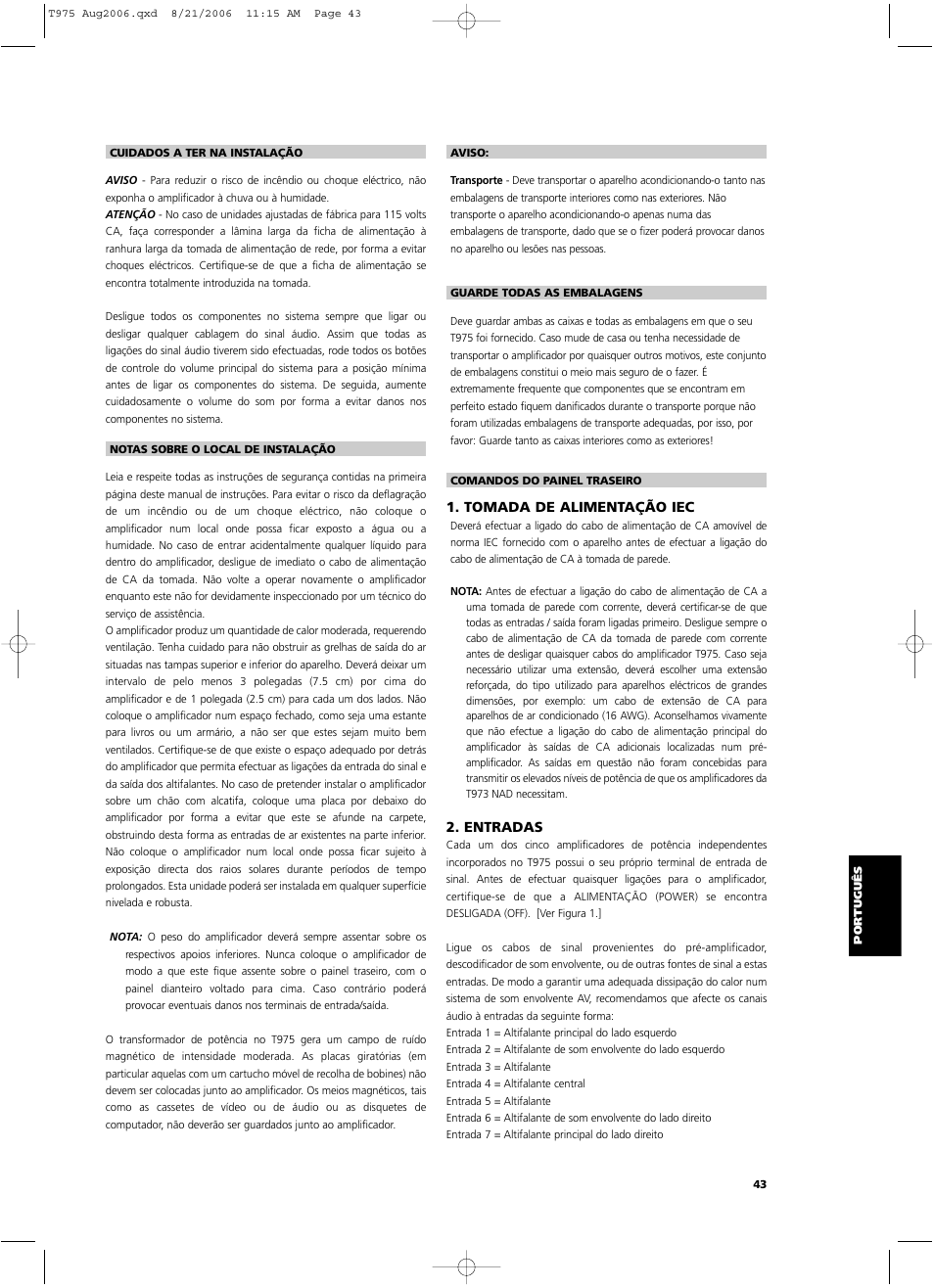 NAD T975 User Manual | Page 43 / 54