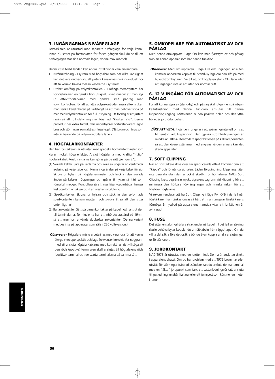 NAD T975 User Manual | Page 50 / 54
