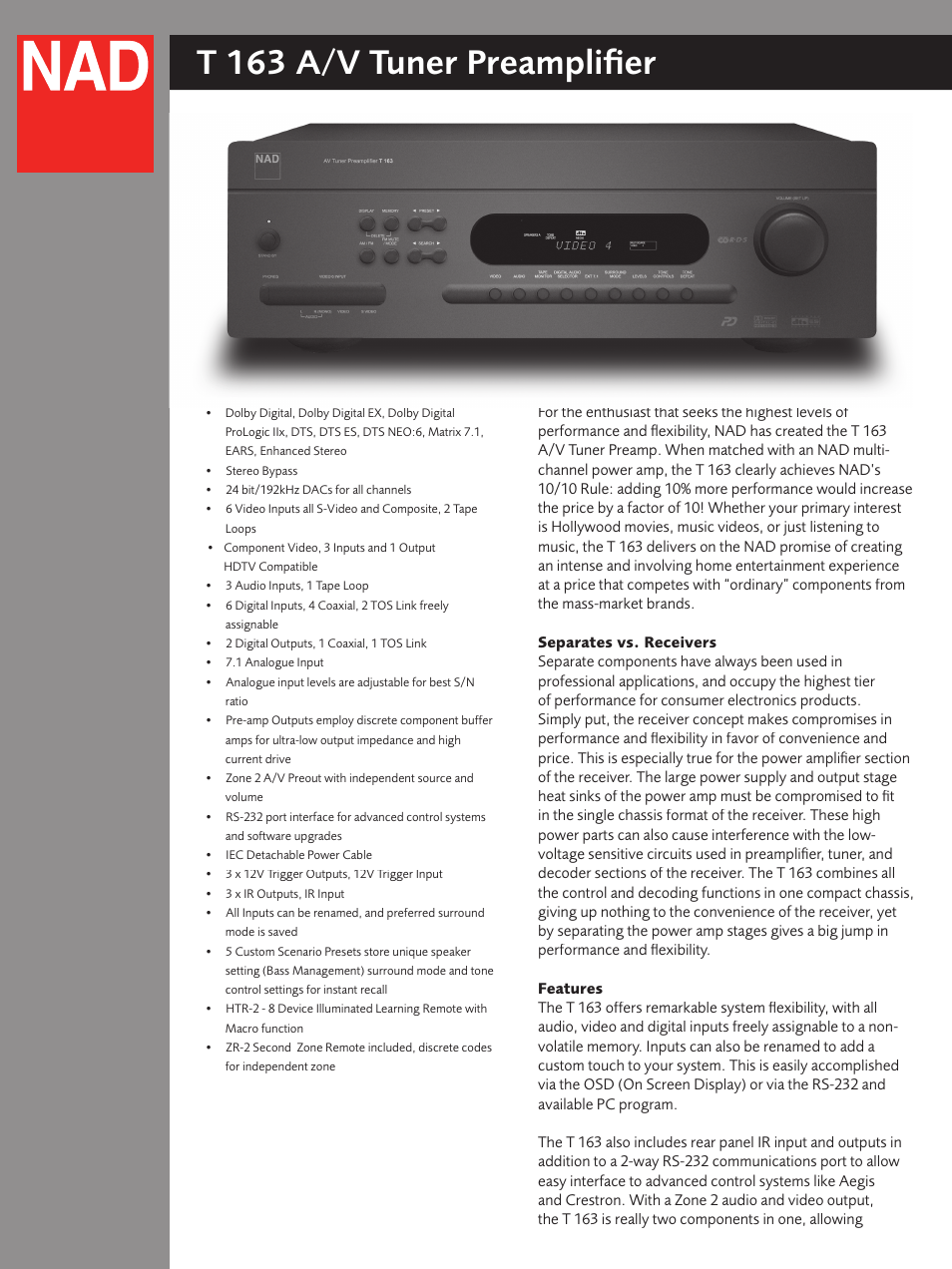 NAD T163 User Manual | 4 pages