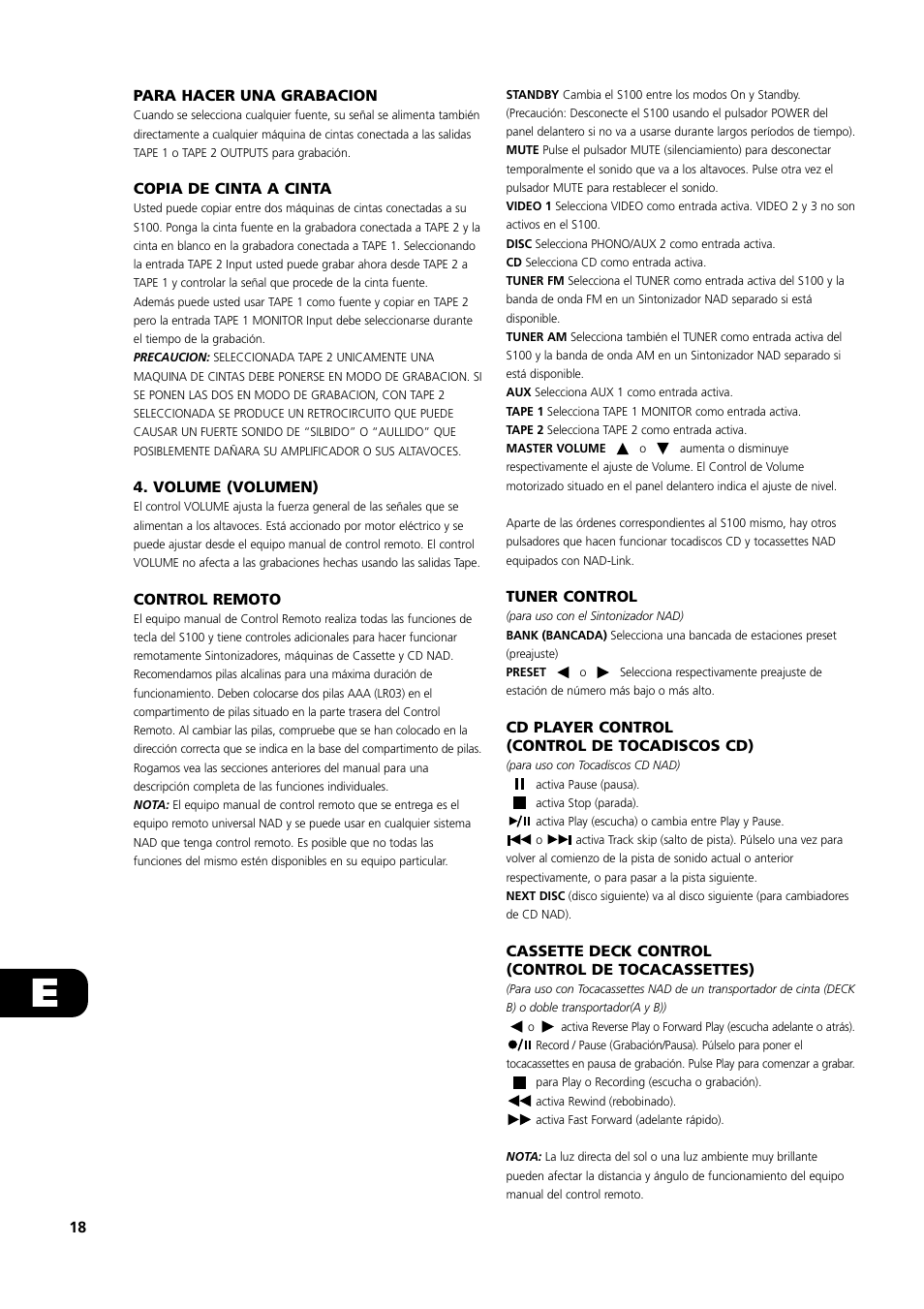 NAD S100 User Manual | Page 18 / 32