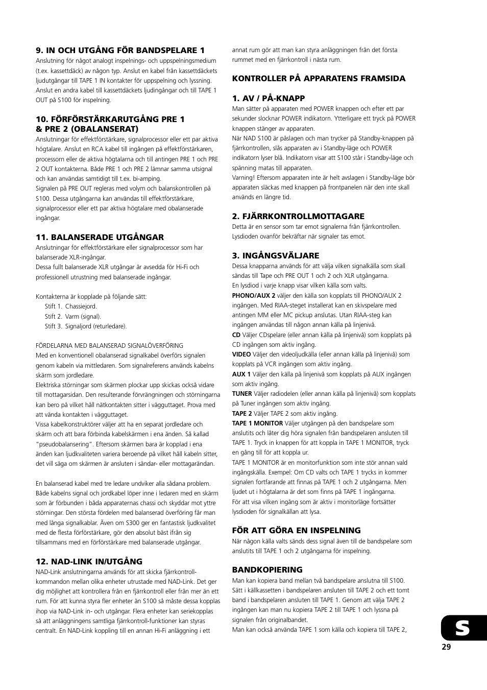 NAD S100 User Manual | Page 29 / 32