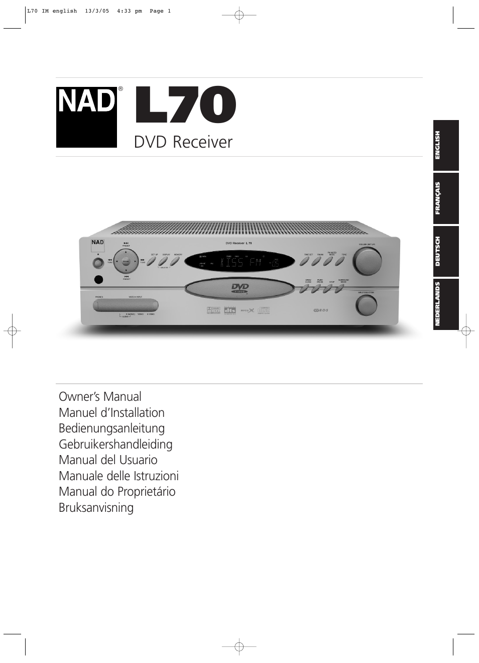 NAD L 70 User Manual | 34 pages