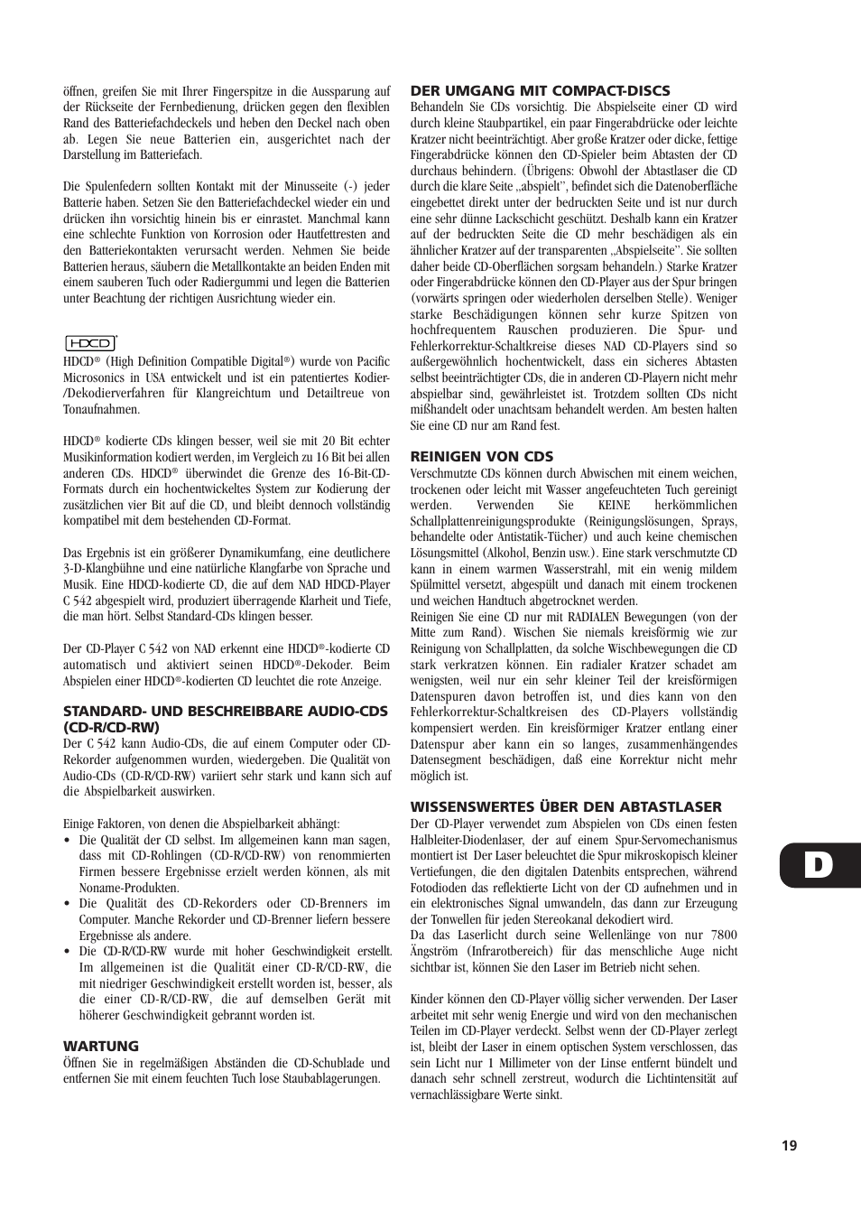 NAD C 542 User Manual | Page 19 / 44