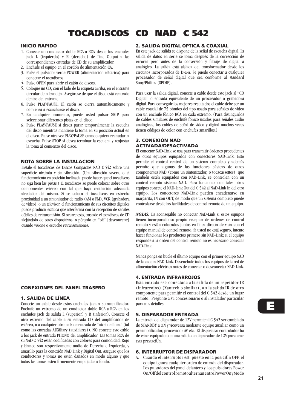 Tocadiscos cd nad c 542 | NAD C 542 User Manual | Page 21 / 44