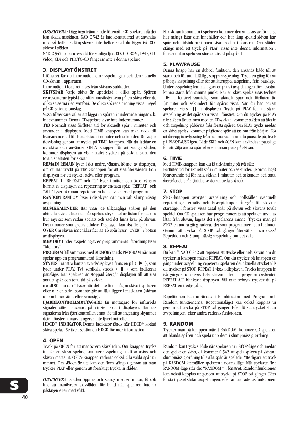 NAD C 542 User Manual | Page 40 / 44