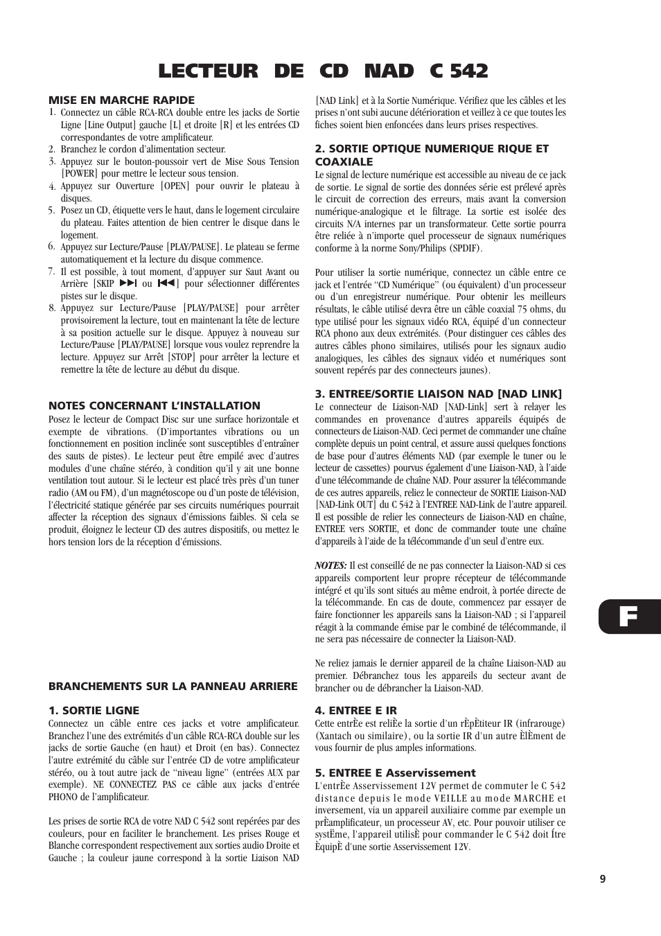 Lecteur de cd nad c 542 | NAD C 542 User Manual | Page 9 / 44