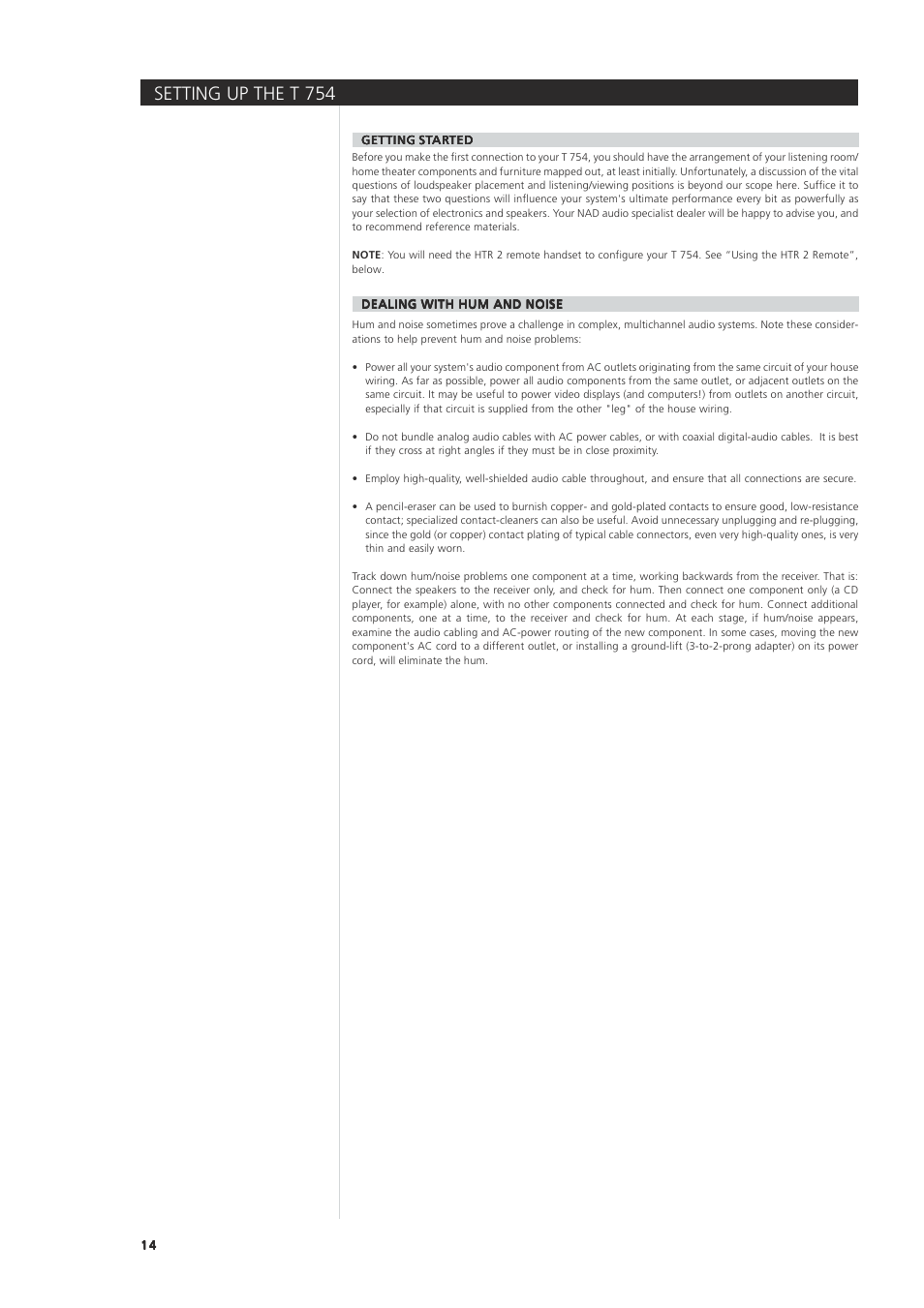 Setting up the t 75 4 | NAD T 754 User Manual | Page 14 / 32