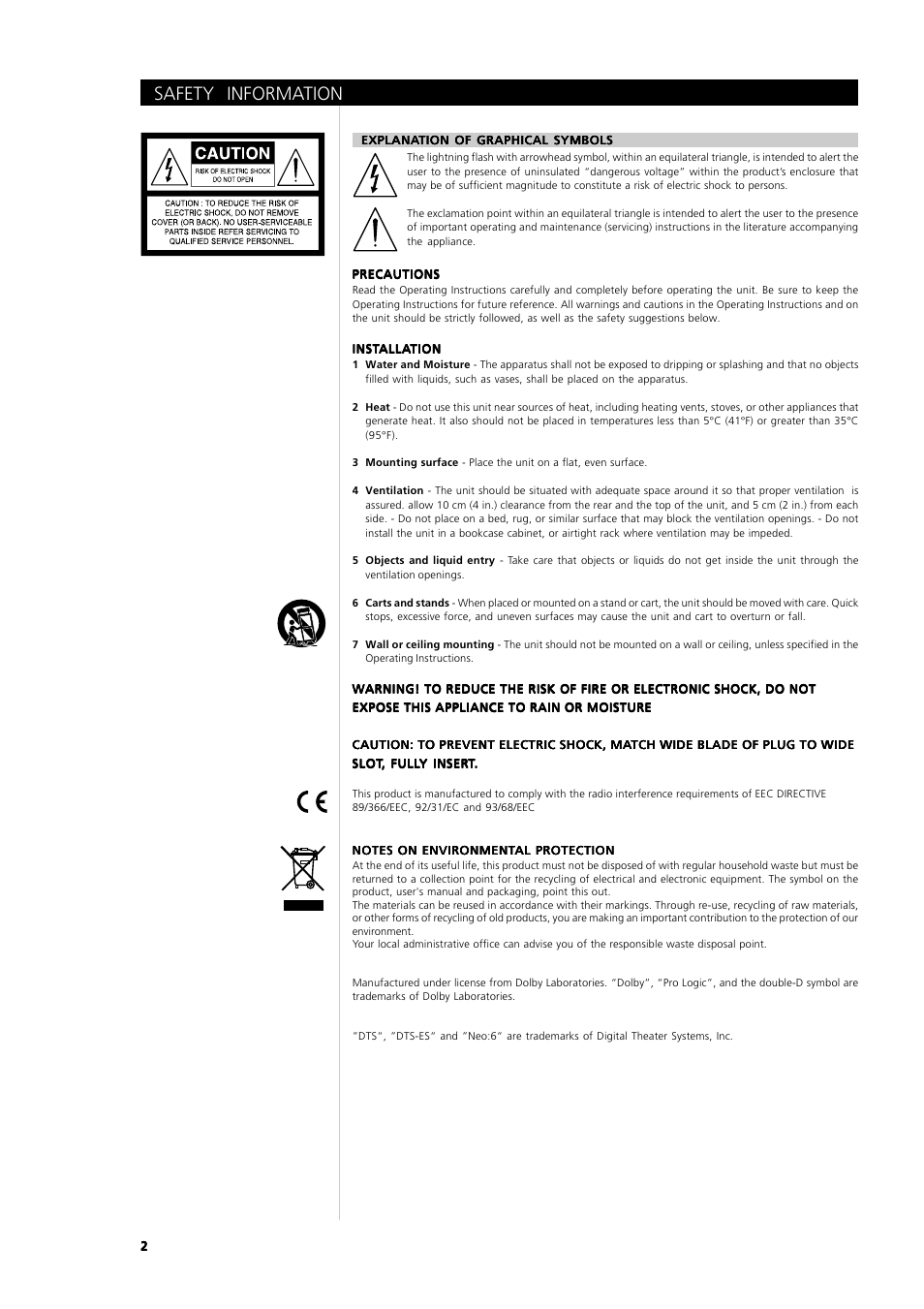 Safety information | NAD T 754 User Manual | Page 2 / 32