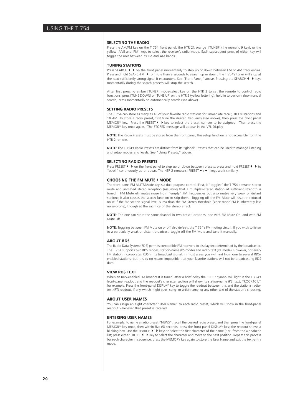 Using the t 75 4 | NAD T 754 User Manual | Page 20 / 32