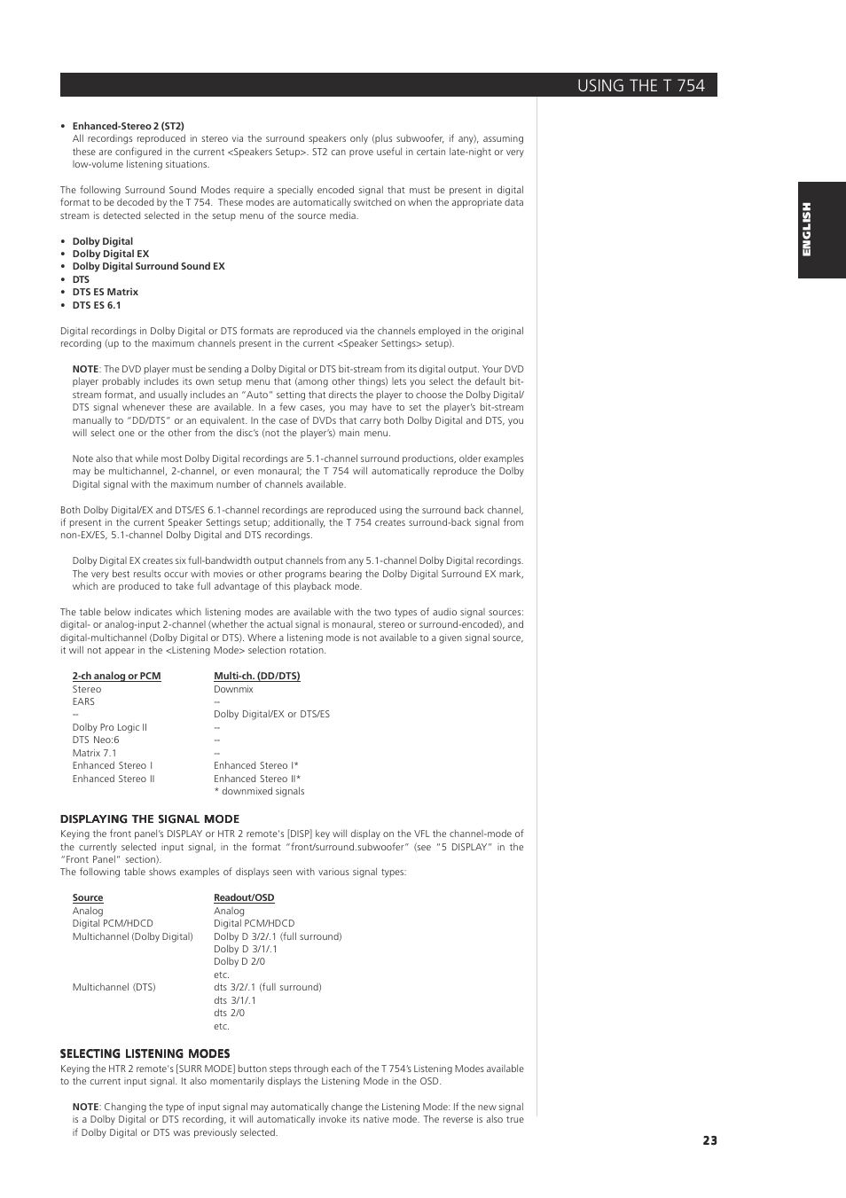 Using the t 75 4 | NAD T 754 User Manual | Page 23 / 32