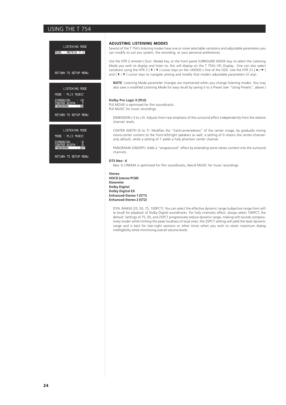 Using the t 75 4 | NAD T 754 User Manual | Page 24 / 32