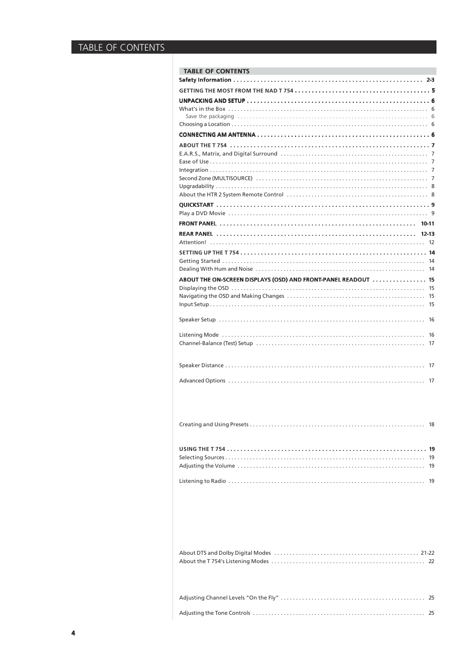 NAD T 754 User Manual | Page 4 / 32
