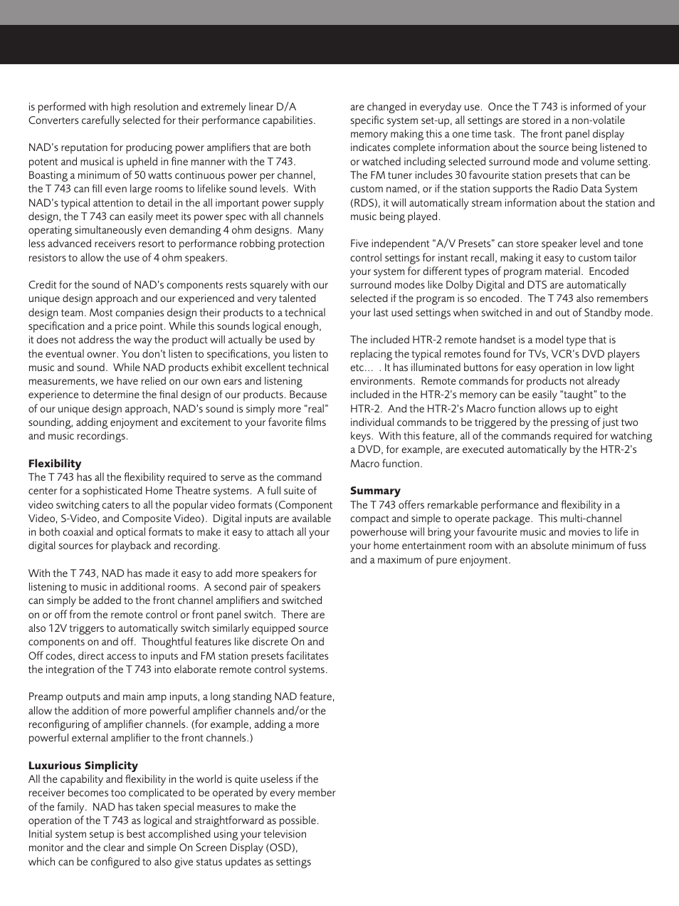 NAD T743 User Manual | Page 2 / 4