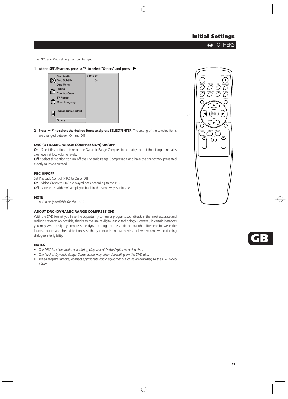 Initial settings, Others | NAD T532/T512 User Manual | Page 21 / 42