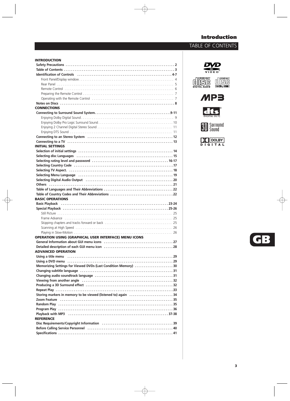 Table of contents introduction | NAD T532/T512 User Manual | Page 3 / 42