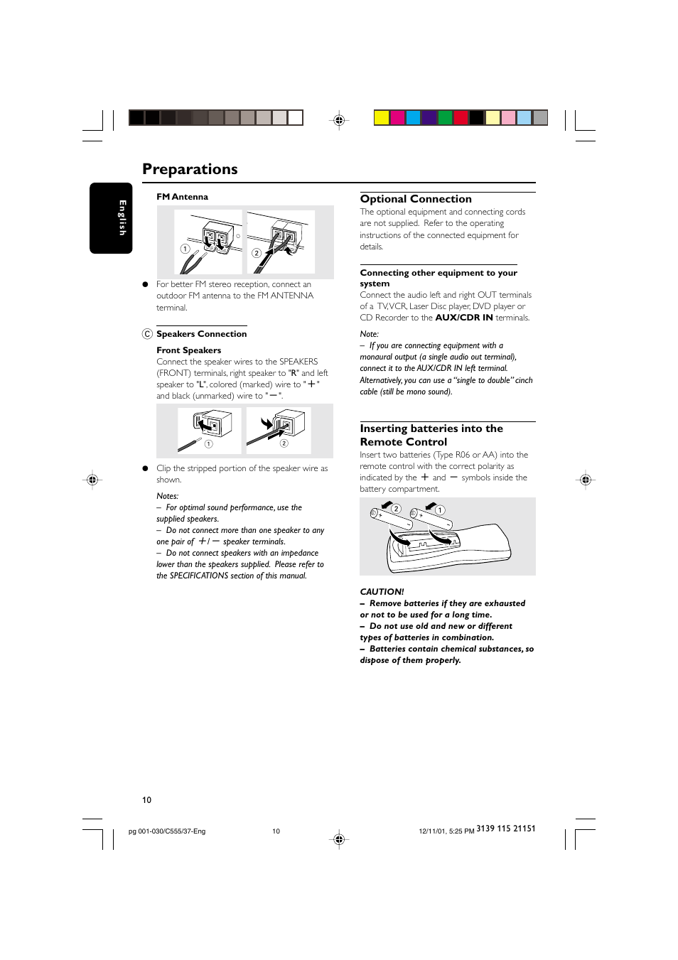 Preparations | NAD FWC555 User Manual | Page 10 / 31
