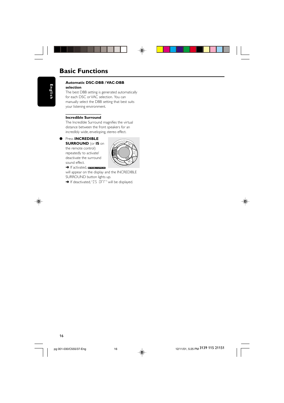 Basic functions | NAD FWC555 User Manual | Page 16 / 31