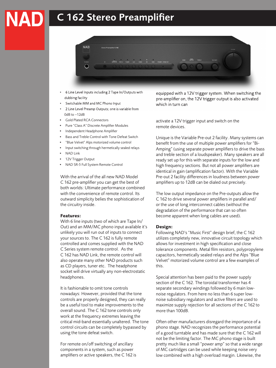 NAD C162 User Manual | 2 pages