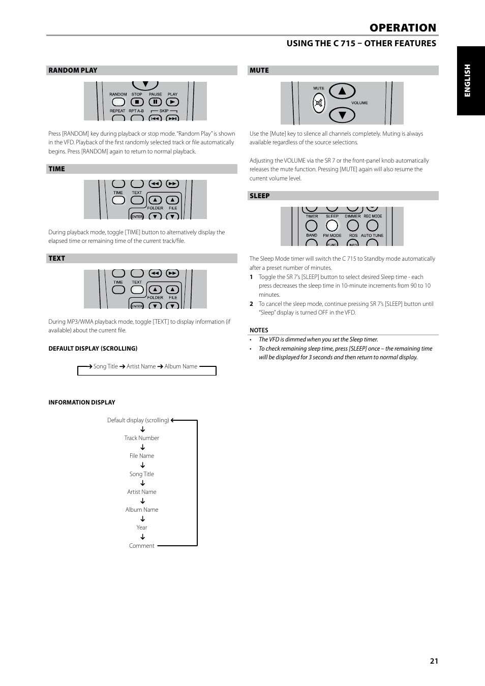Operation | NAD C715 User Manual | Page 21 / 24