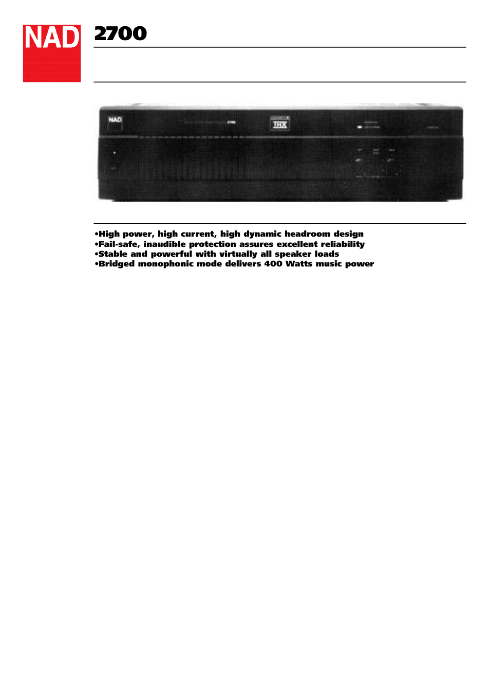 NAD 2700 User Manual | 2 pages