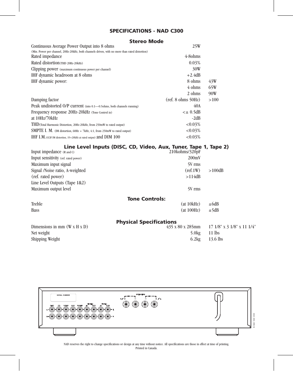 NAD C300 User Manual | Page 2 / 2