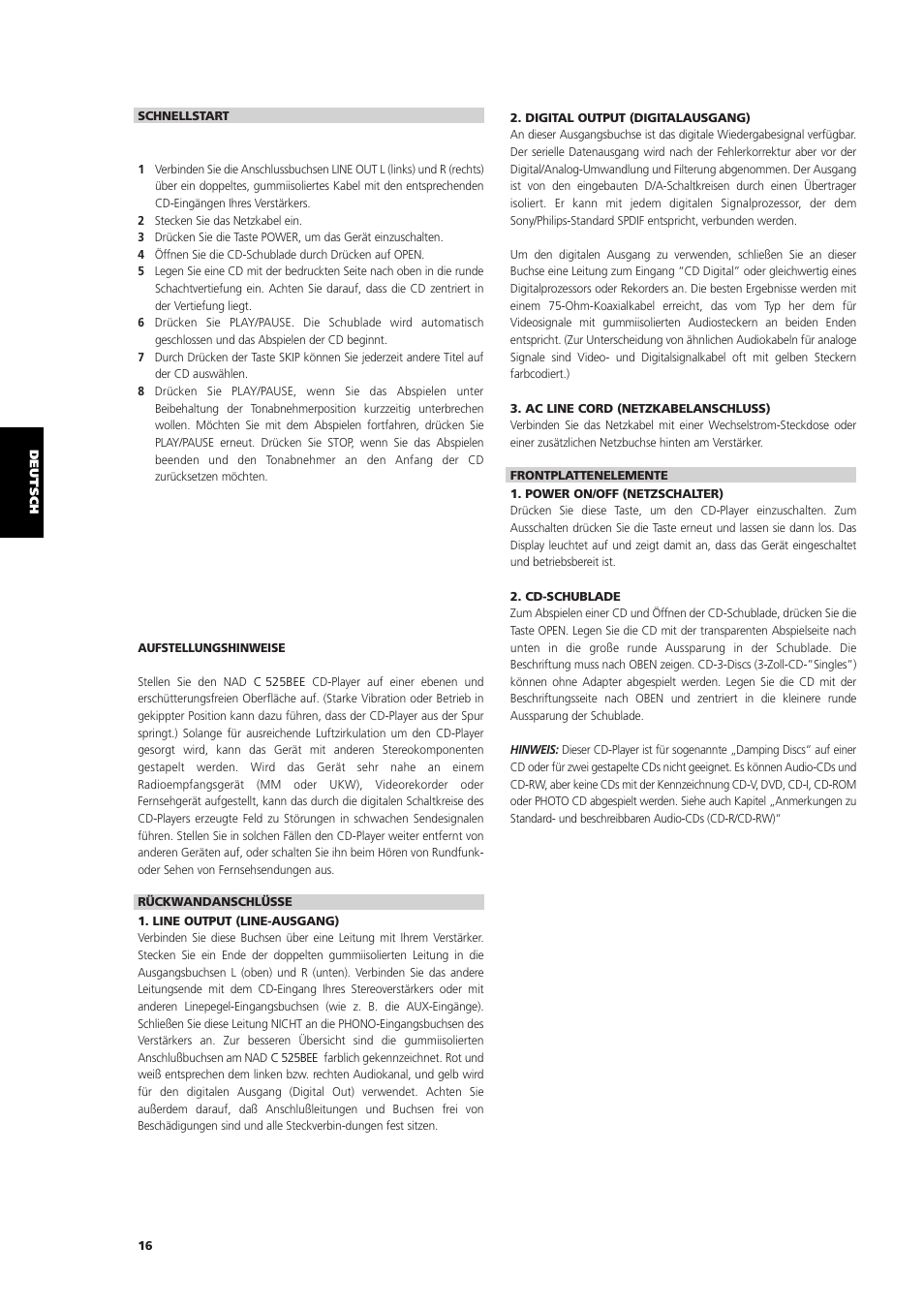 NAD C 525BEE User Manual | Page 16 / 50