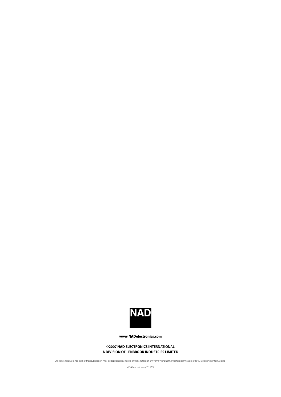 NAD DVD / SACD / MP3 PLAYER M55 User Manual | Page 26 / 26