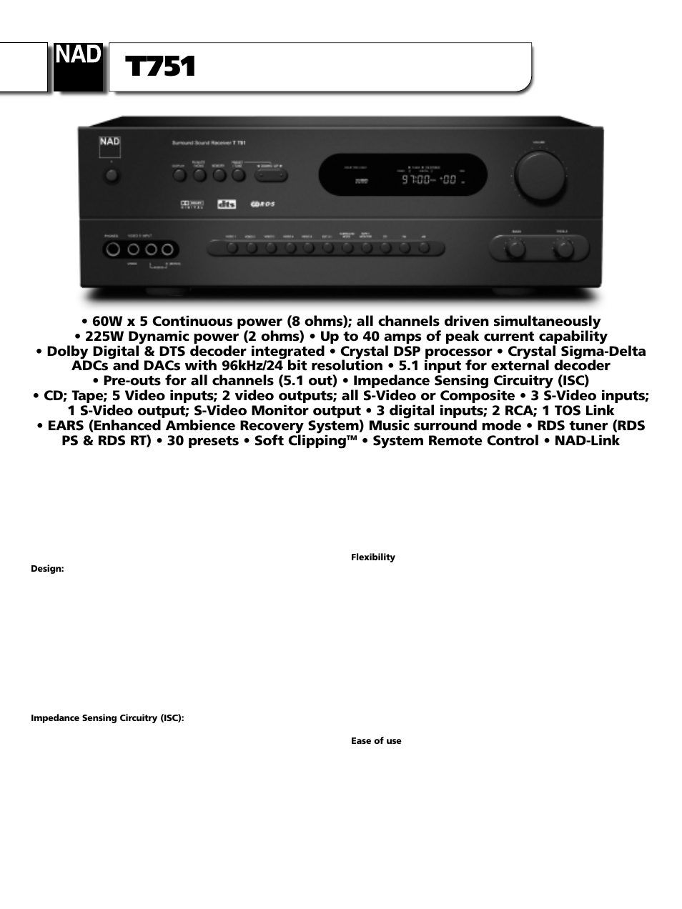 NAD T751 User Manual | 2 pages