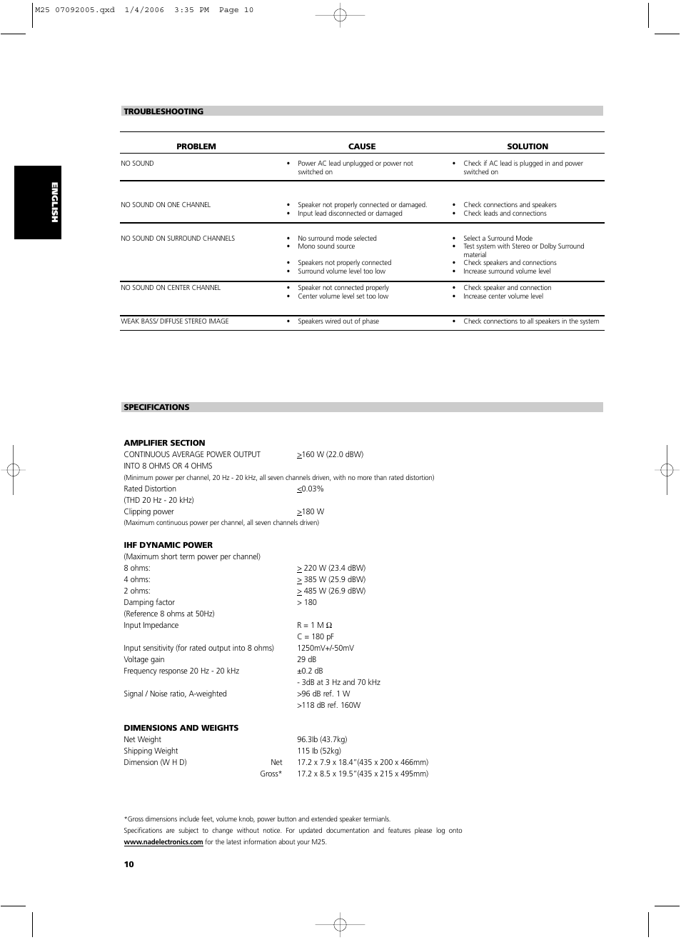 NAD Masters Series M25 User Manual | Page 10 / 54