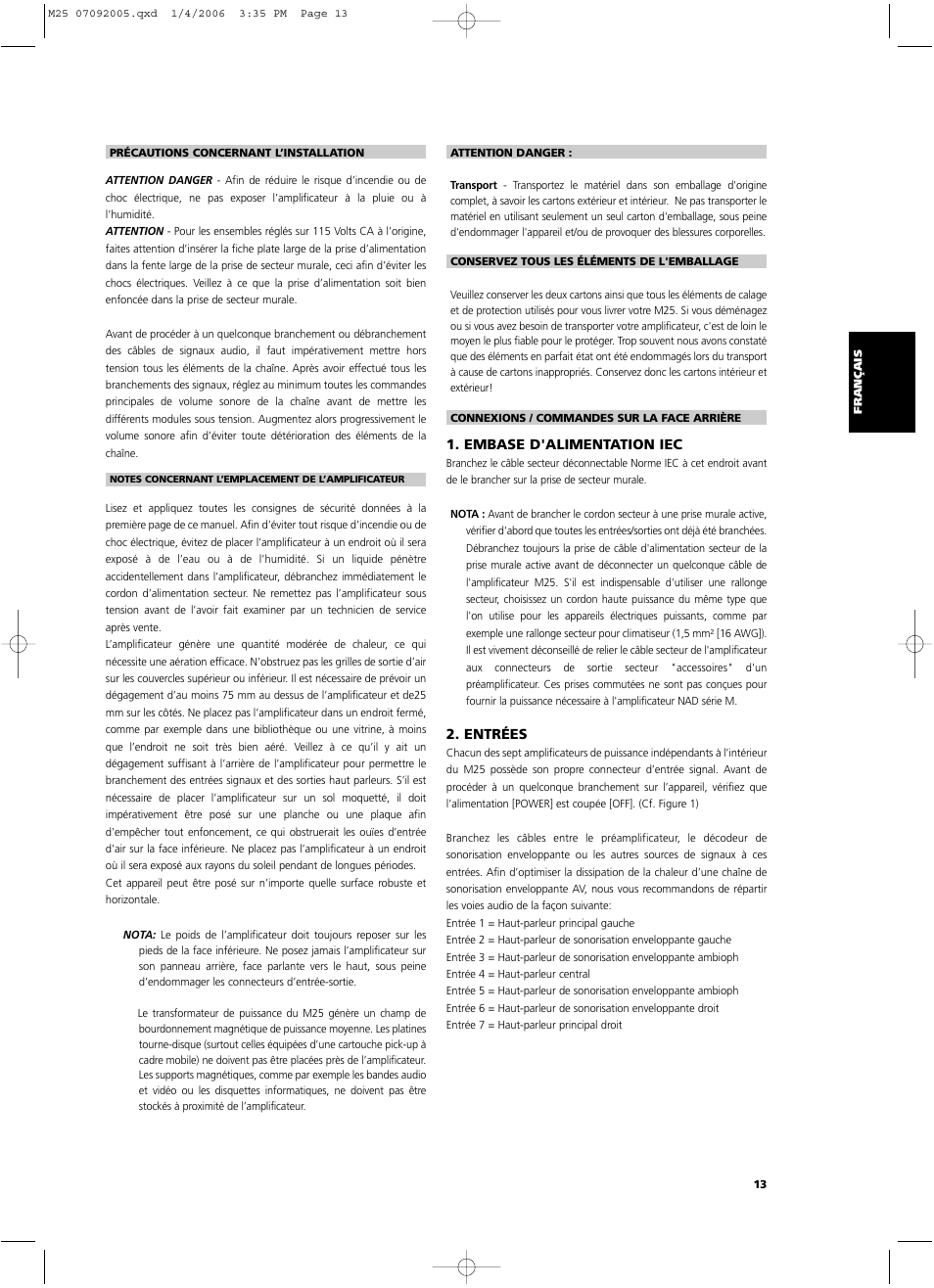 NAD Masters Series M25 User Manual | Page 13 / 54