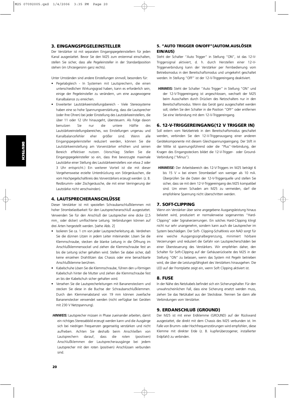 NAD Masters Series M25 User Manual | Page 20 / 54