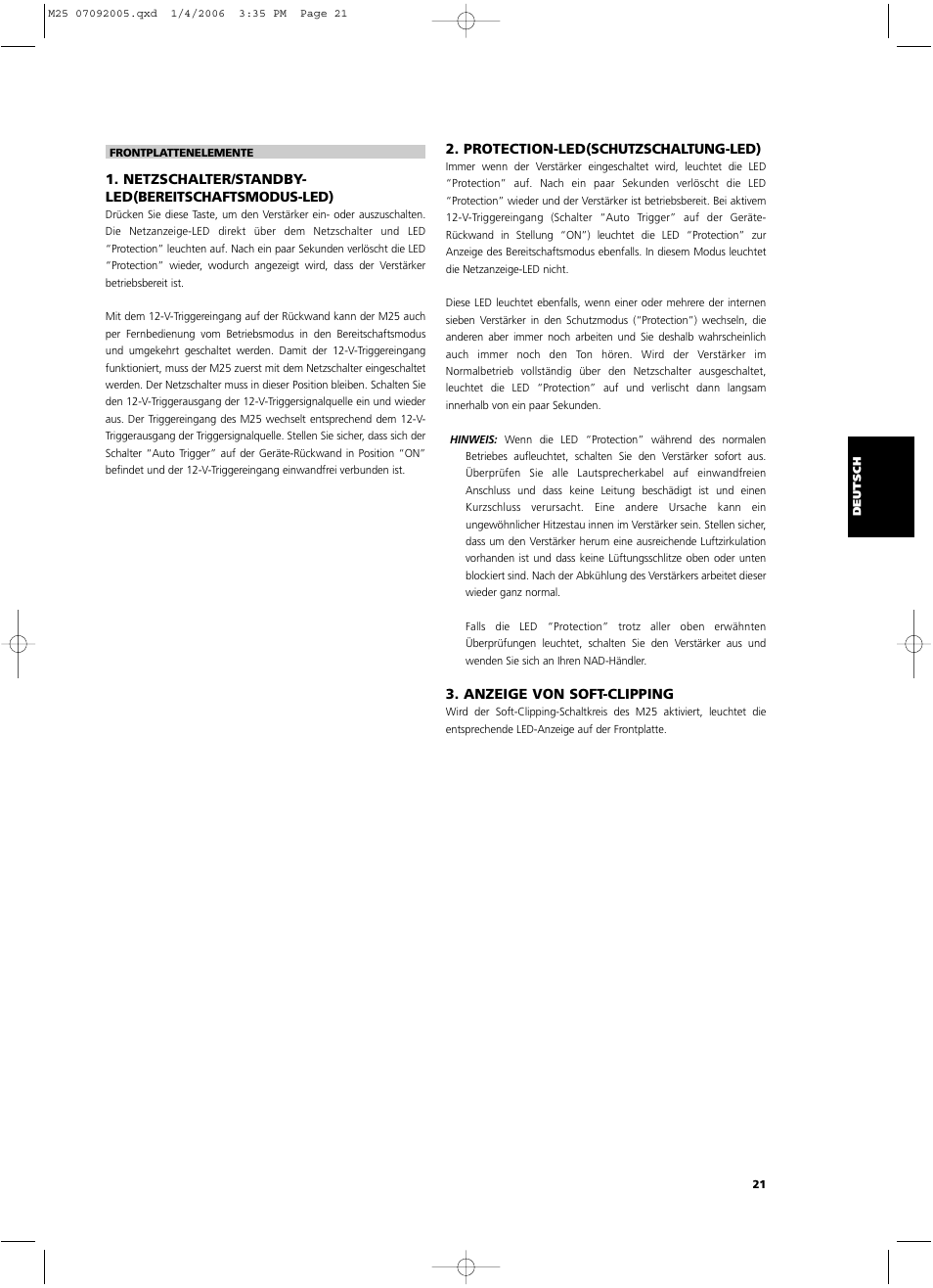 NAD Masters Series M25 User Manual | Page 21 / 54