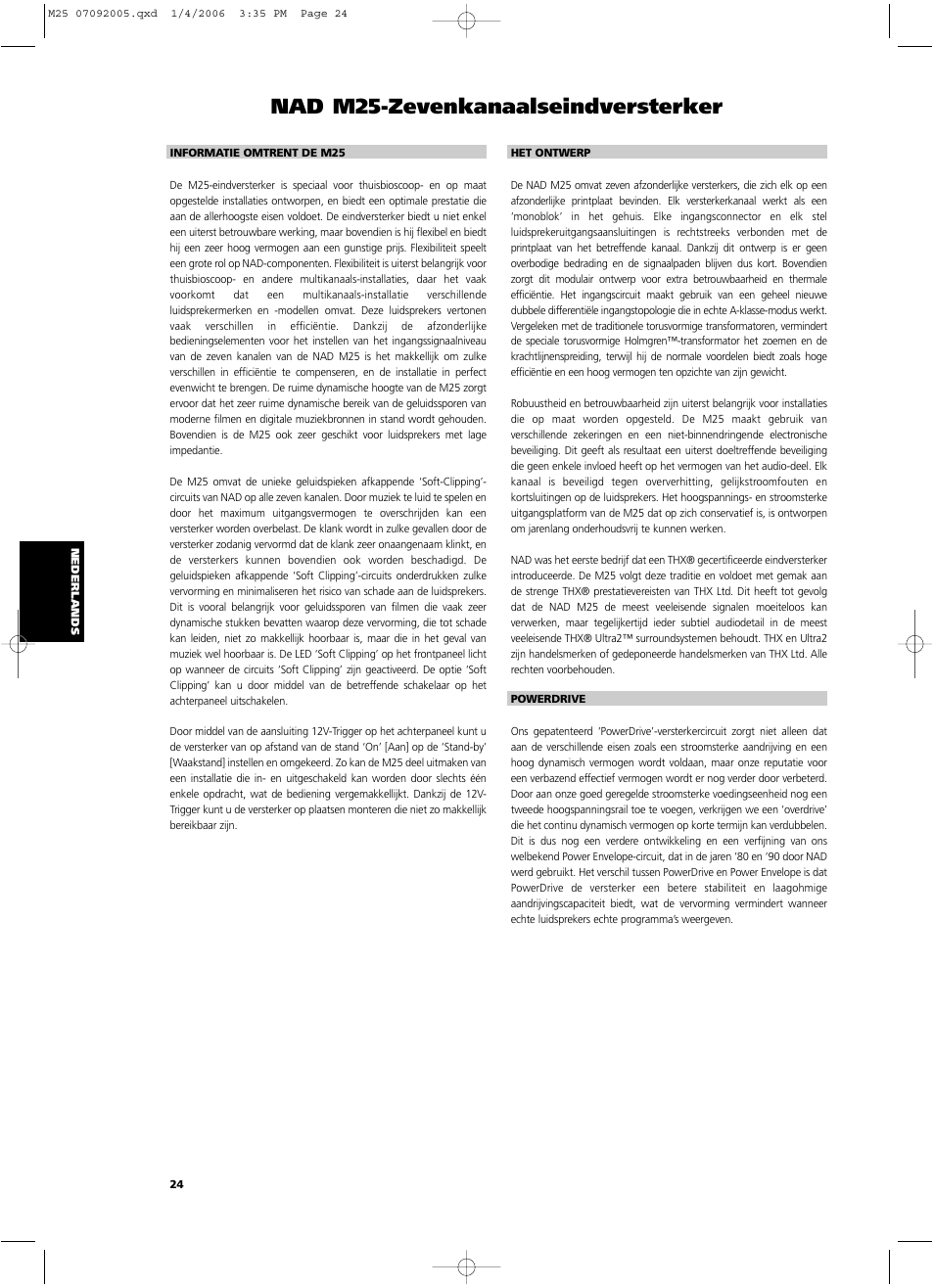 Nad m25-zevenkanaalseindversterker | NAD Masters Series M25 User Manual | Page 24 / 54