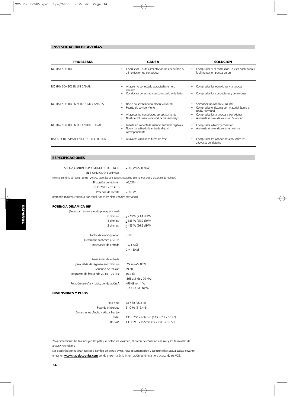 NAD Masters Series M25 User Manual | Page 34 / 54