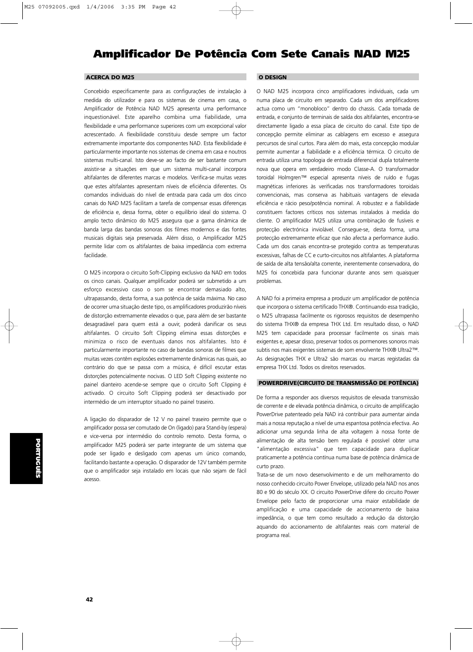 Amplificador de potência com sete canais nad m25 | NAD Masters Series M25 User Manual | Page 42 / 54