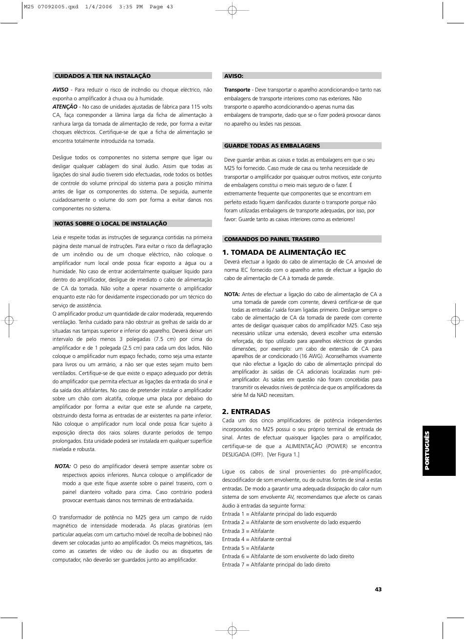 NAD Masters Series M25 User Manual | Page 43 / 54