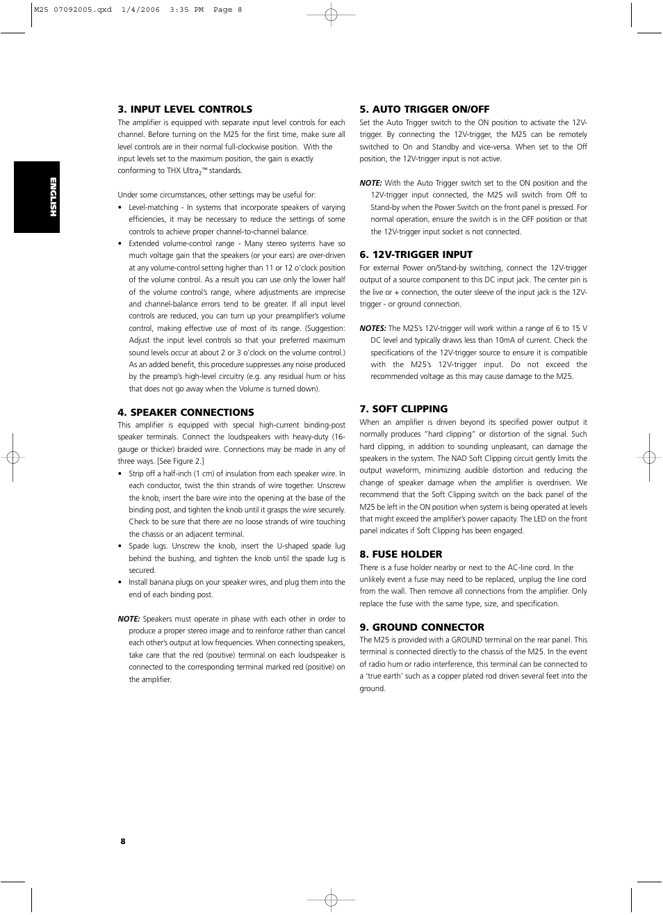 NAD Masters Series M25 User Manual | Page 8 / 54